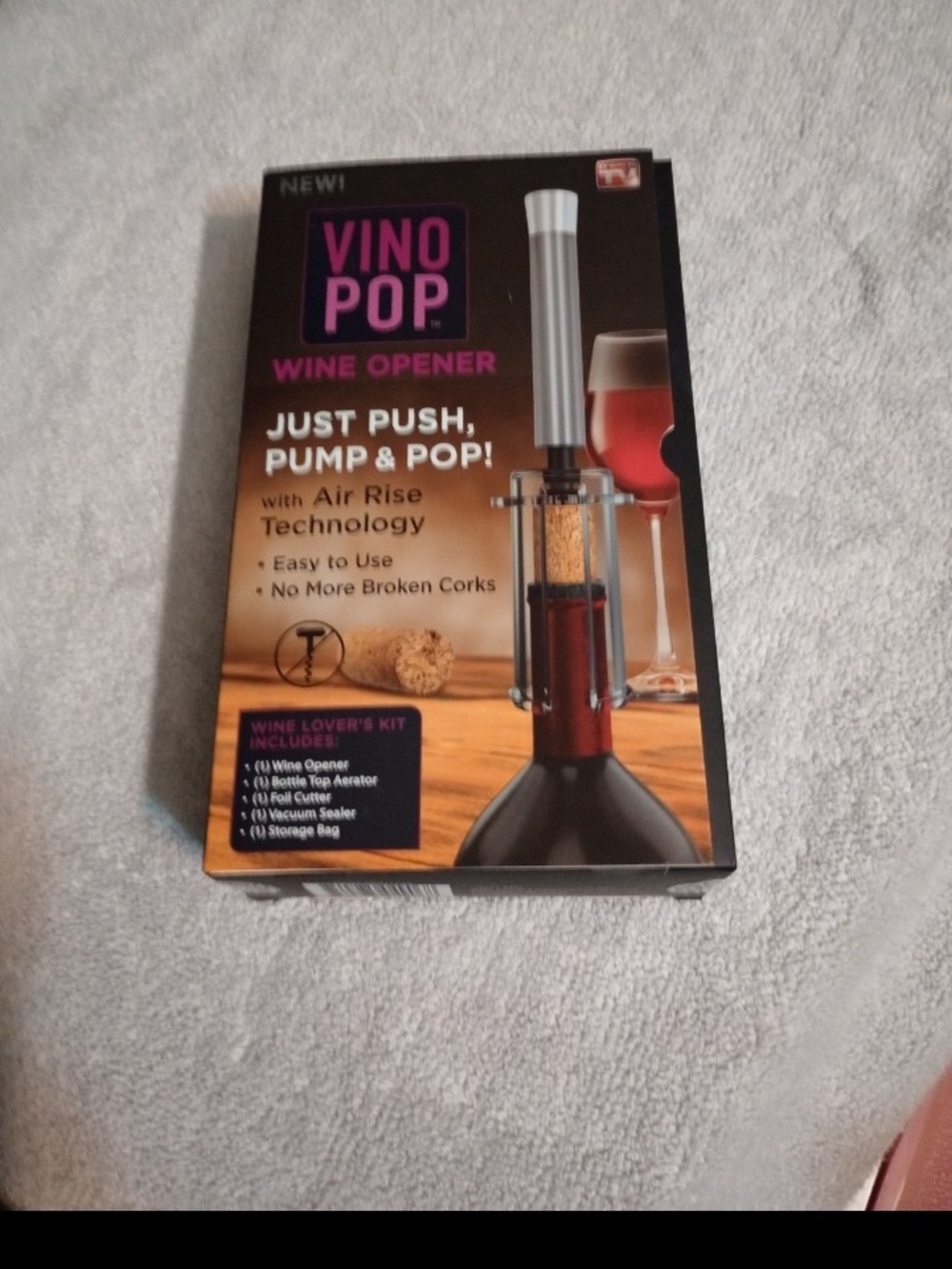 Vino Pop Wine Opener - Black/Brown Packaging